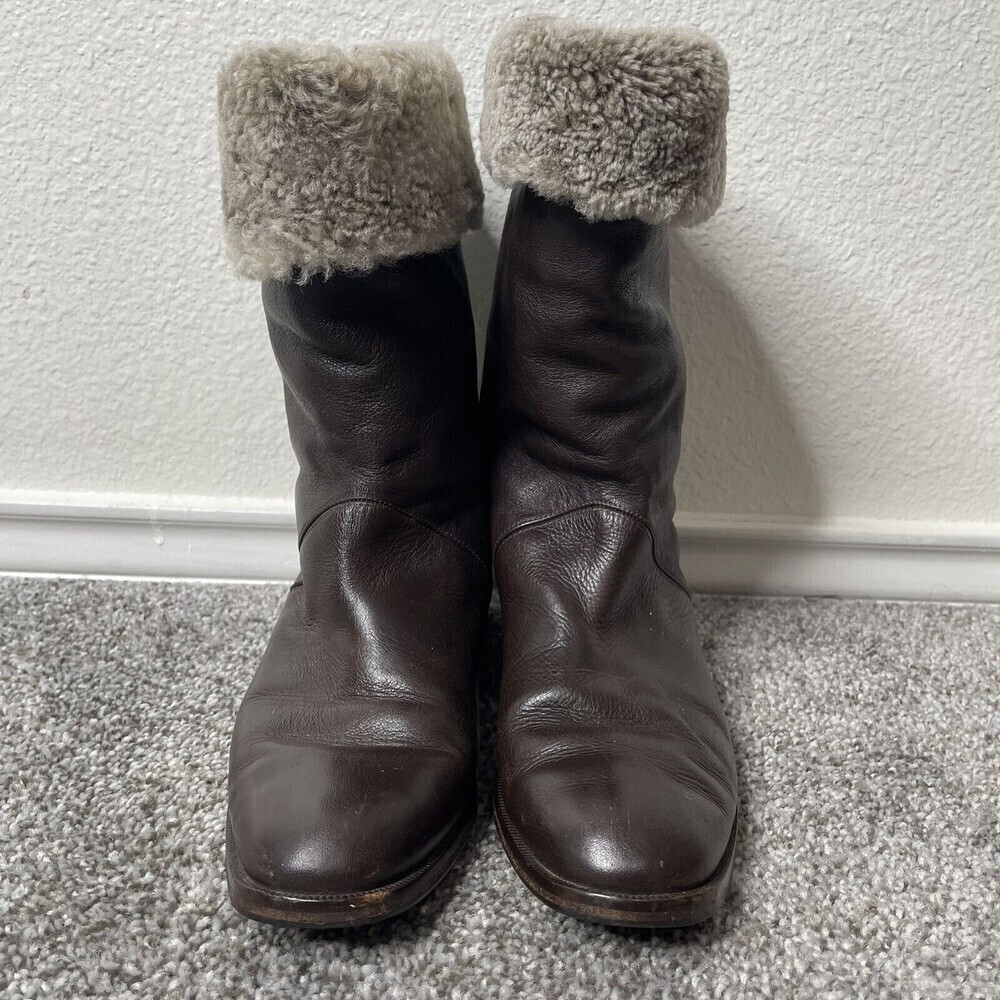 Sesto Meucci Italy Brown Leather Zip Ankle Fashion Boots Womens Size 8 N - Picture 2 of 12